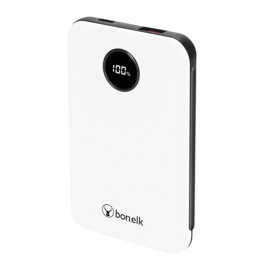 Bonelk Fashion  10000mAh 20W 2-Output Power Bank with Display - White