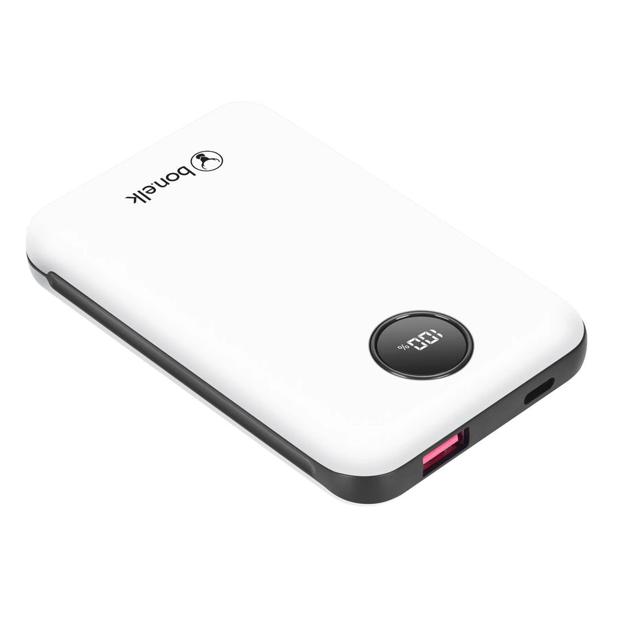 Bonelk Fashion  10000mAh 20W 2-Output Power Bank with Display - White
