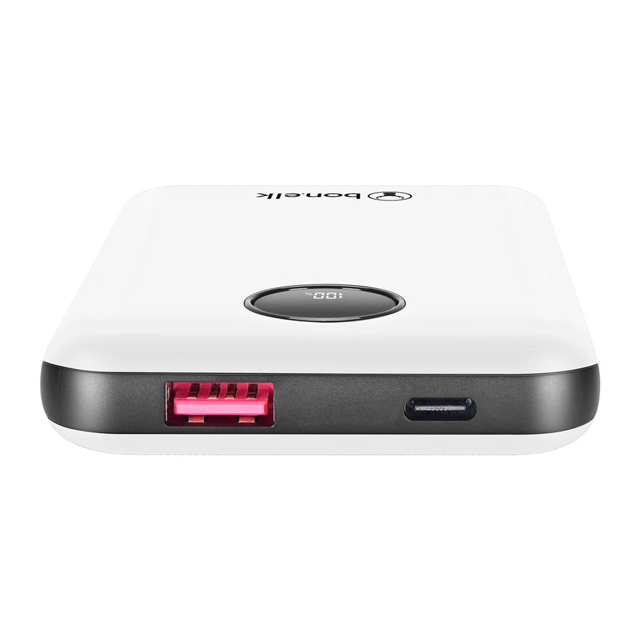 Bonelk Fashion  10000mAh 20W 2-Output Power Bank with Display - White