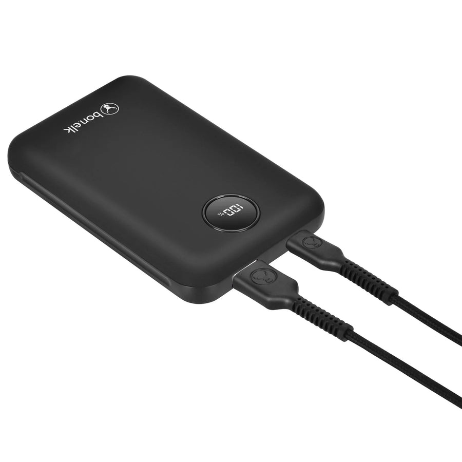 Bonelk Fashion  10000mAh 20W 2-Output Power Bank with Display - Black