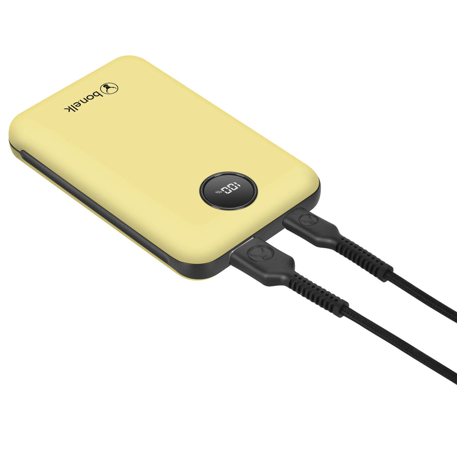 Bonelk Fashion  10000mAh 20W 2-Output Power Bank with Display - Yellow