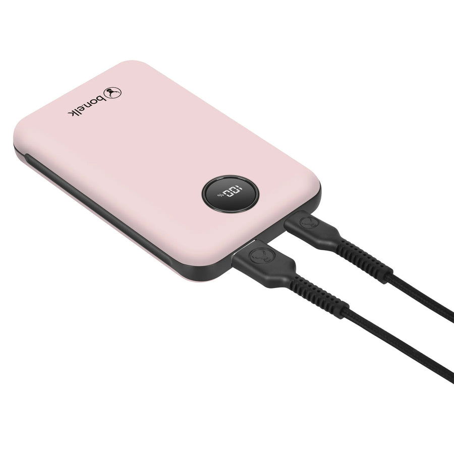 Bonelk Fashion  10000mAh 20W 2-Output Power Bank with Display - Pink