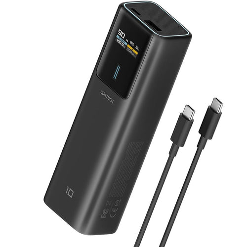 CUKTECH No.10 10000mAh 150W 2-Output Laptop Power Bank with Smart Display - Black