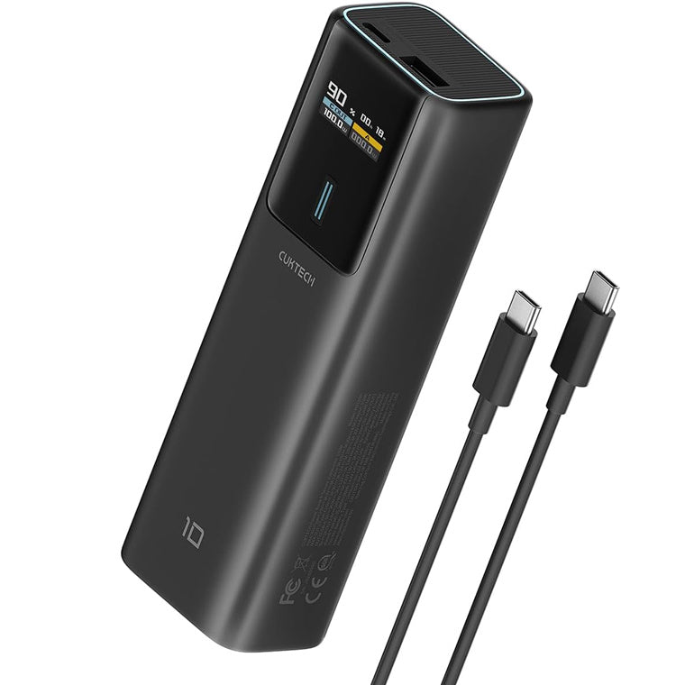 CUKTECH No.10 10000mAh 150W 2-Output Laptop Power Bank with Smart Display - Black
