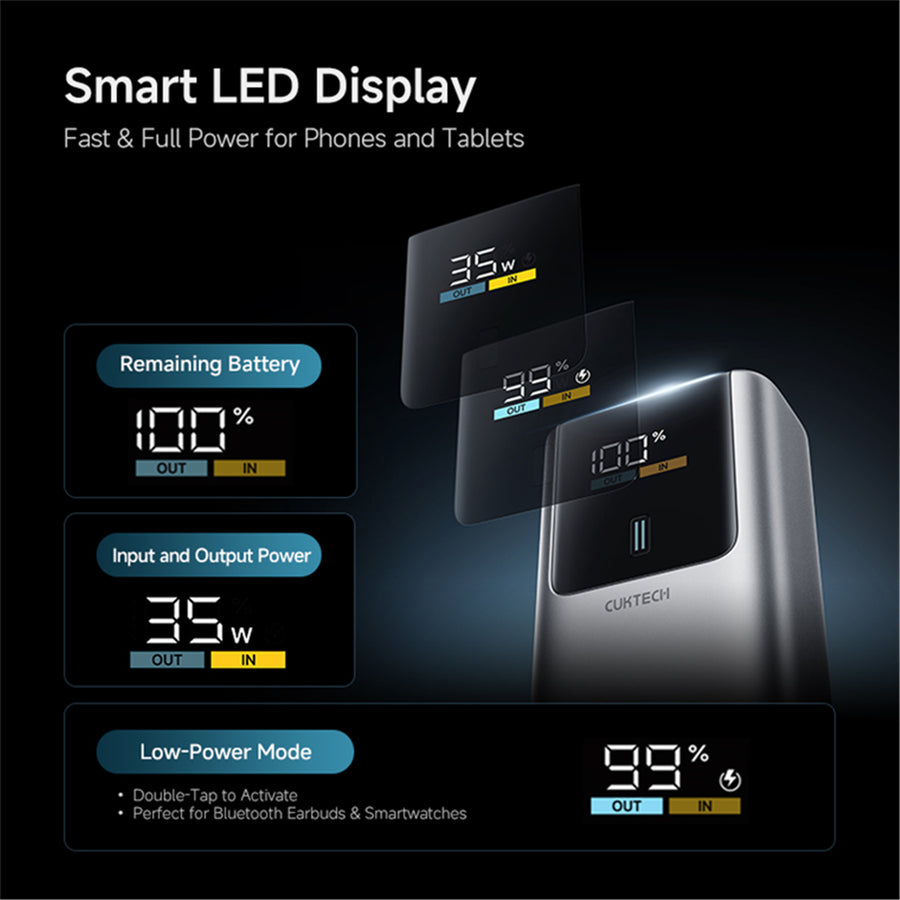 CUKTECH No.10 Mini 10000mAh 55W 3-Output  Power Bank (CCC-Certified) with Smart Display