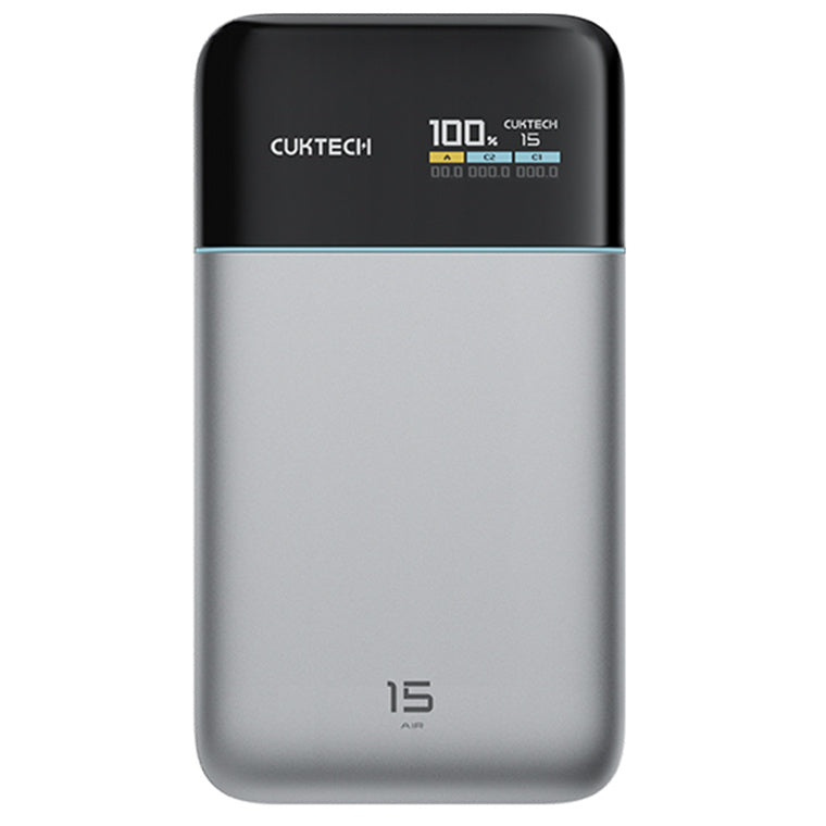 CUKTECH No.15 Air 15000mAh 65W 3-Output  Laptop Power Bank with Smart Display (CCC-Certified) - Grey
