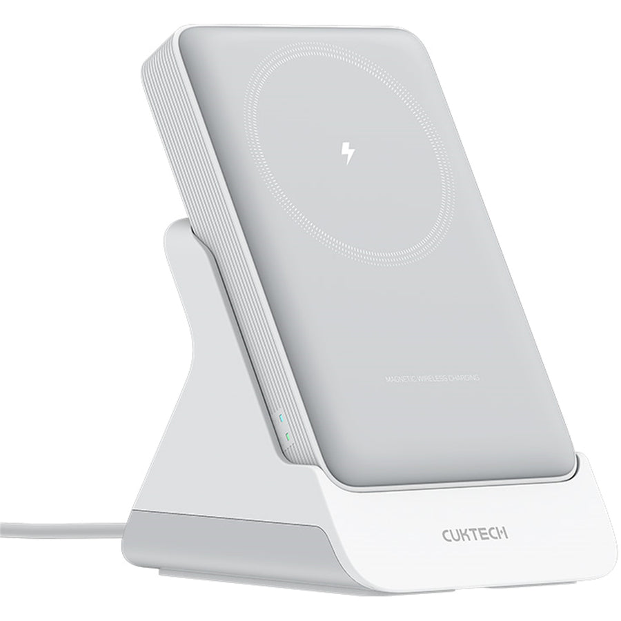 CUKTECH CP122M 10000mAh Magnetic Wireless Charging Power Bank with Charging Base (CCC Version)  - White