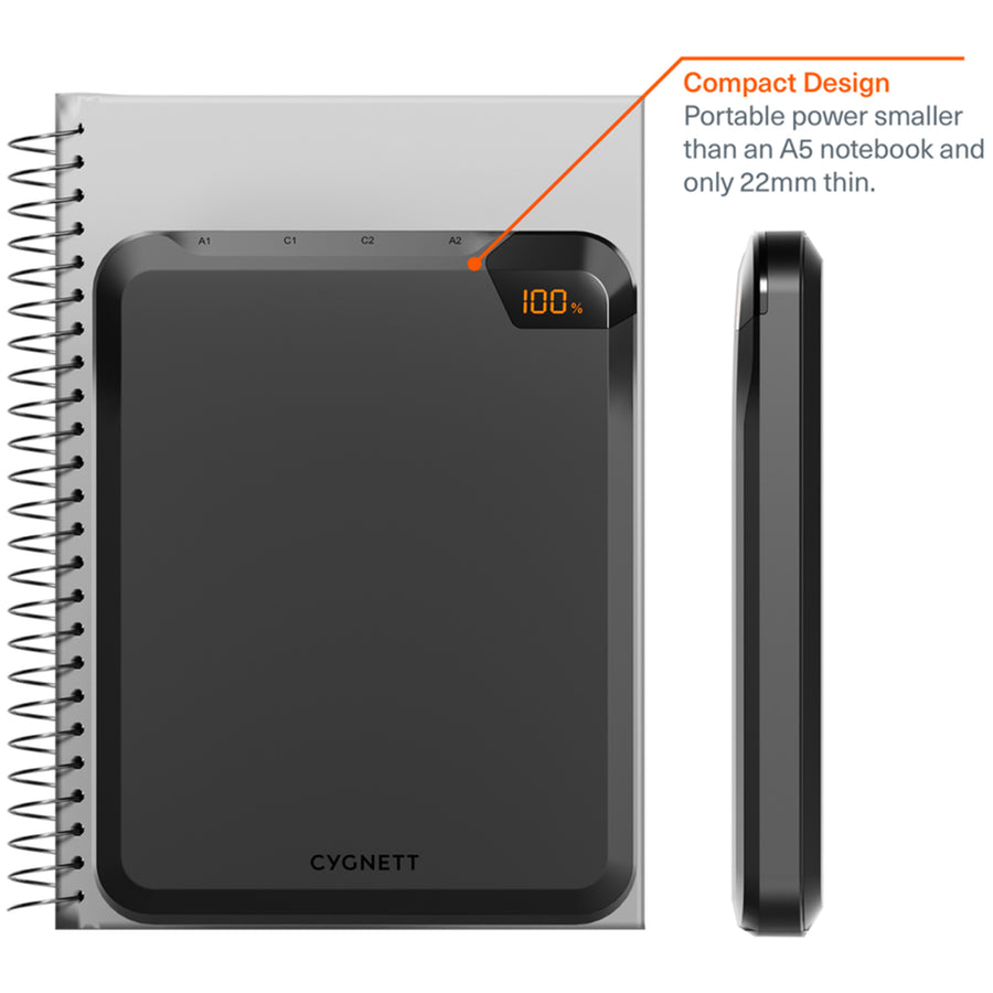 Cygnett VertPWR  25000mAh 100W 4-Output Laptop Power Bank with Smart Display  -Obsidian