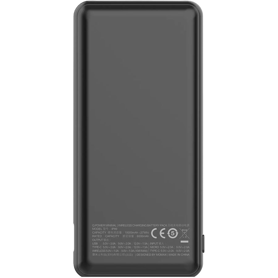 Momax 10000mAh 18W 2-Output  Wireless Charging Power Bank - Black