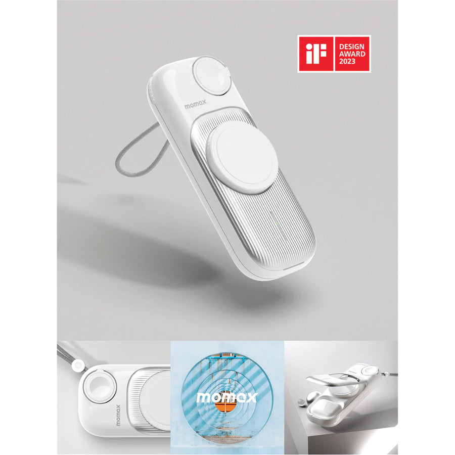 Momax Apple 3-in-1 Airbox Go  10000mAh Magsafe Power Bank - White