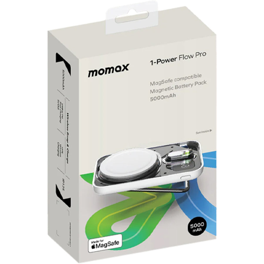 Momax 1-Power Flow Pro+ 5000mAh 20W 3-Output MagSafe Magnetic Wireless Charging Power Bank