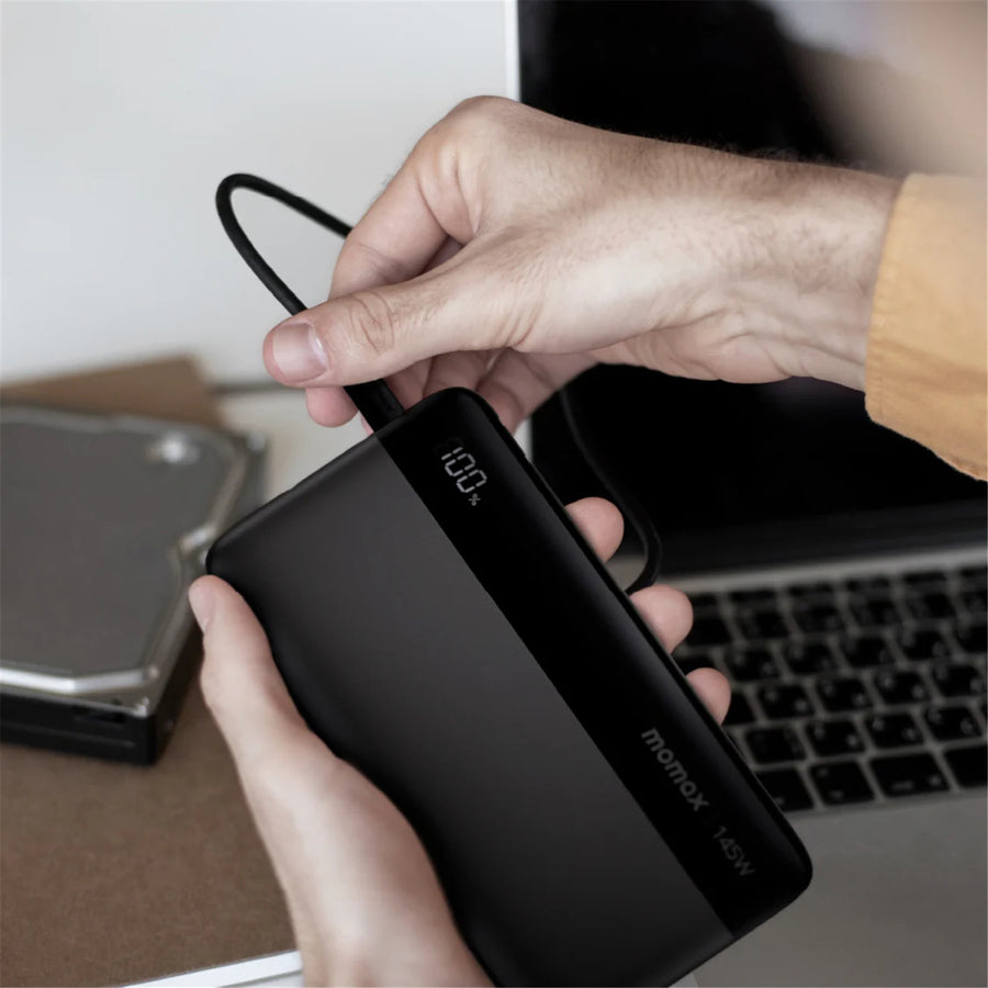 Momax   25000mAh 145W 3-Output Laptop Power Bank with Display - Black