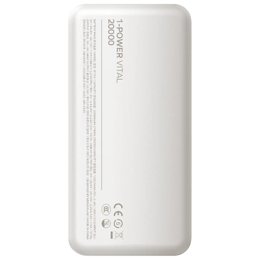 Momax 20000mAh 20W 3-Output  Power Bank - White