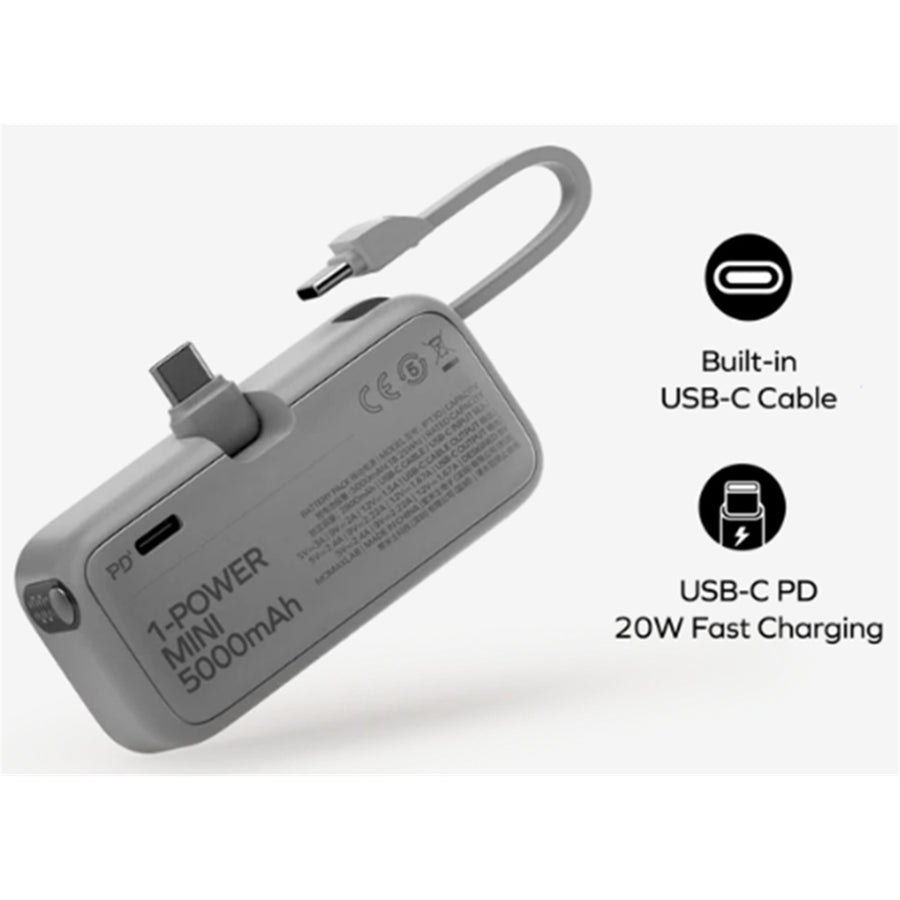 Momax   5000mAh 20W 3-Output Mini Power Bank - PB Special Edition White