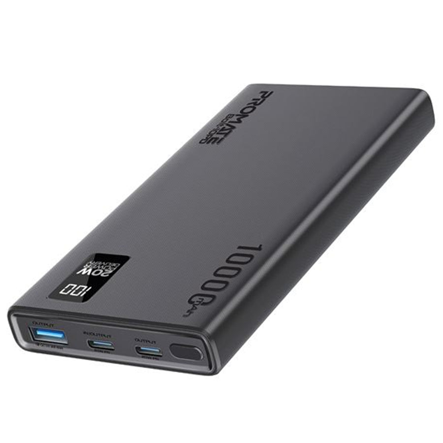 Promate   10000mAh 20W 3-Output Power Bank with Display - Black