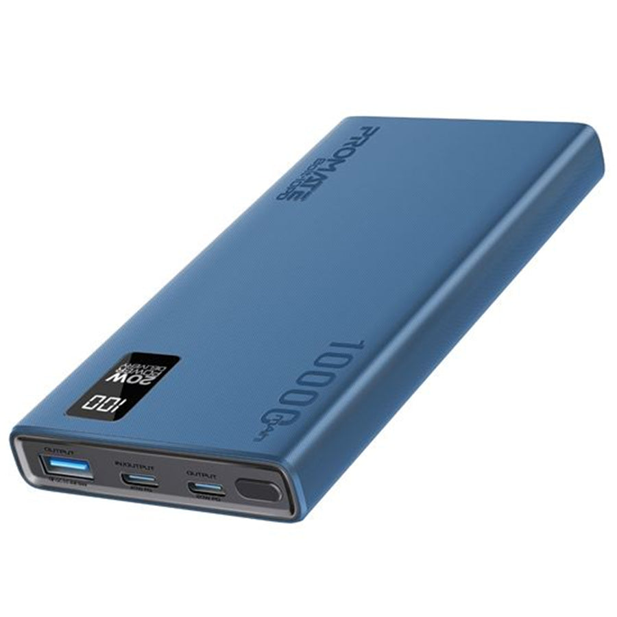 Promate BOLT-10PD-BL - 10000mAh Super Slim Smart Charging Power Bank 20W Dual USB-C & 1x 22.5W USB-A QC 3.0