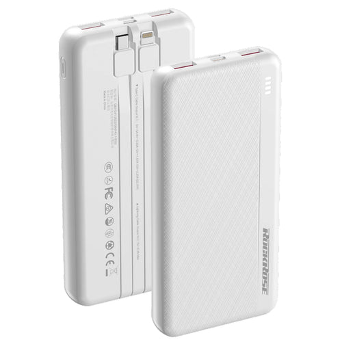 RockRose   Powerlink 10000mAh 22.5W 5-Output Power Bank (CCC-Certified)  with Dual-Cable -White