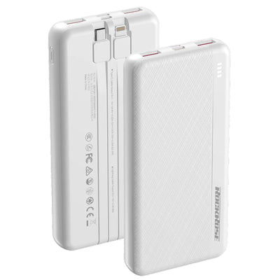 RockRose   Powerlink 10000mAh 22.5W 5-Output Power Bank (CCC-Certified)  with Dual-Cable -White