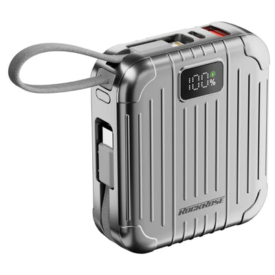 RockRose   Ridge Granite 10000mAh 22.5W 4-Output Power Bank  with Dual-Cable & Display