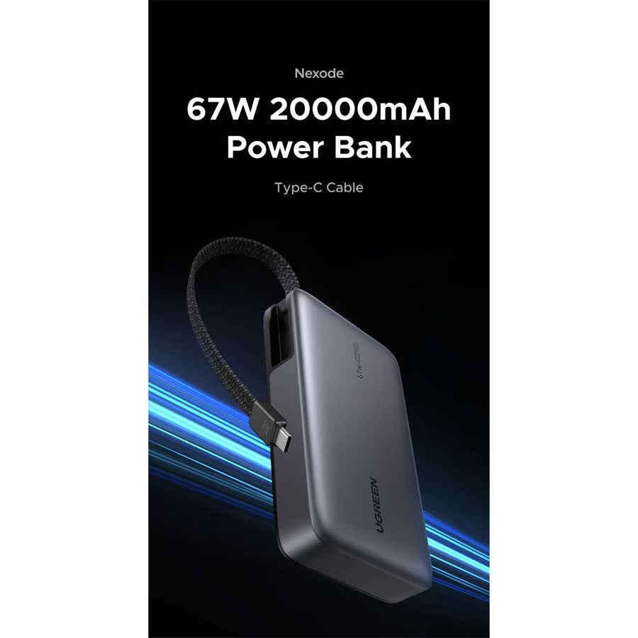 UG-55996B - UGREEN 67W 20000mAh Power Bank with Built-in Cable