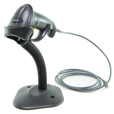 Zebra LS2208 USB Kit, kabelgebunden, schwarz, mit Standfuß, kabelgebundener Handheld-1D-Laser-Barcodescanner, bidirektional, mit 5 Jahren Herstellergarantie (Return to Base)