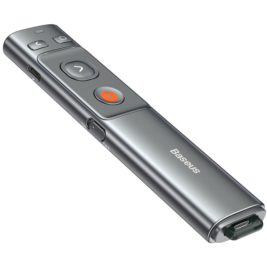 Baseus Orange Dot Wireless Presenter Rechargeable (Red Laser) Grey