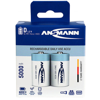Ansmann D Size 5030922 5000mah NiMH Rechargeable Battery (2 Pack)