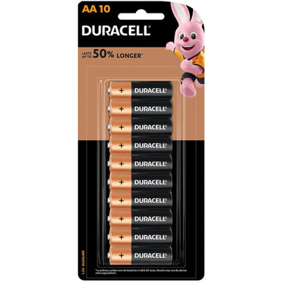 Duracell Coppertop Alkaline AA Battery, Pack of 10