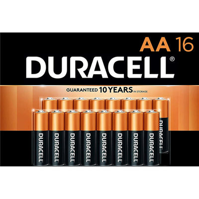Duracell Coppertop Alkaline AA Battery, Pack of 16