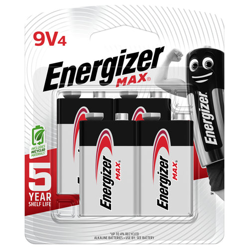 Energizer MAX 9V Batterien – 4er-Pack – Ideal für Garagentoröffner / Rauchmelder / Alarmanlagen