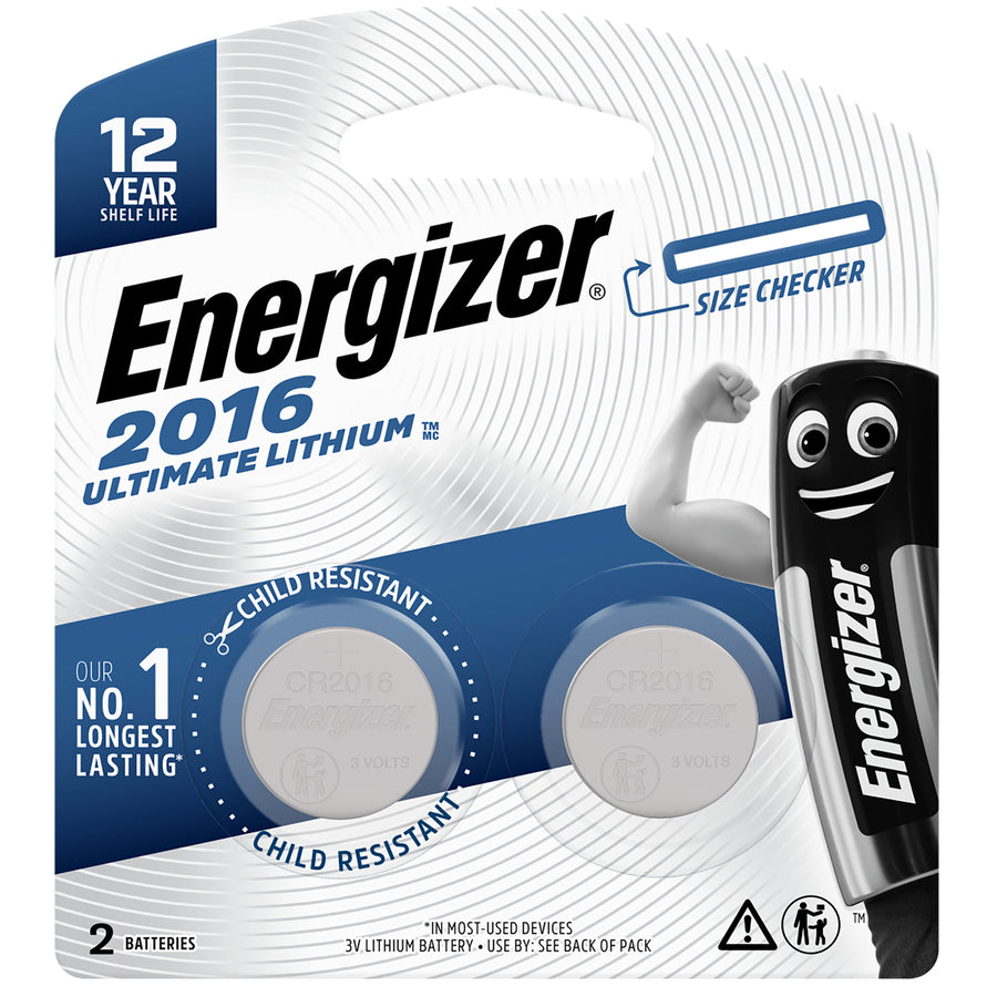 Energizer Ultimate Lithium CR2016 Specialty Button Batteries - 2 Pack - 3V