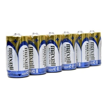 LR14(GD)6P - MAXELL ALKALINE C SIZE BULK SIX PACK BATTERIES IN SHRINK WRAP PACKAGING