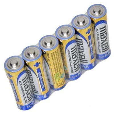 LR6(GD)6P - MAXELL ALKALINE AA SIZE BULK SIX PACK BATTERIES SHRINK WRAP PACKAGING