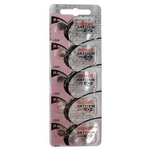MX329 - MAXELL SILVER OXIDE SR731SW WATCH BATTERY BUTTON CELL 5 PACK