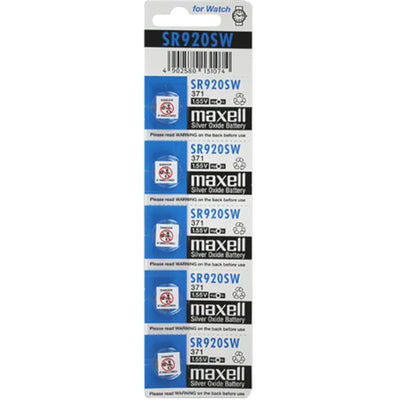 Maxell MX371 Silver Oxide SR920SW Watch Battery Button Cell 5 Pack