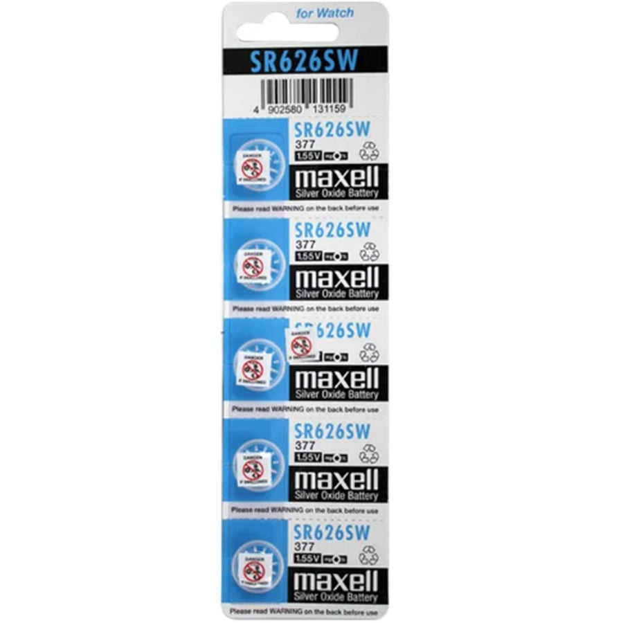 Maxell MX377 Silberoxid SR626SW Uhrenbatterie Knopfbatterie 5er-Pack