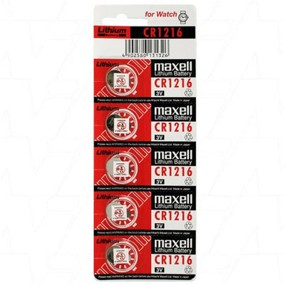 MXCR1216 - MAXELL LITHIUM BATTERY CR1216 3V COIN CELL 5 PACK