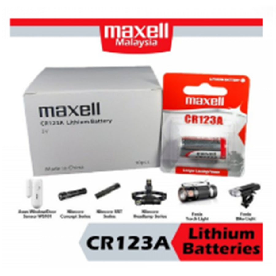 Maxell MXCR123A Lithium Battery CR123A 1 Pack