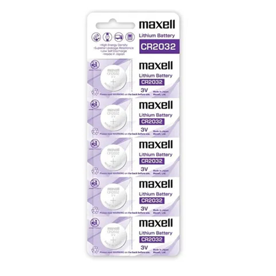 MXCR2032 - MAXELL LITHIUM BATTERY CR2032 3V COIN CELL 5 PACK