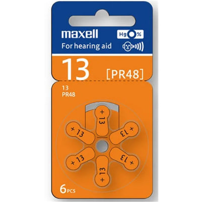 MXZA13 - MAXELL HEARING AID BATTERY ZA13 6 PACK