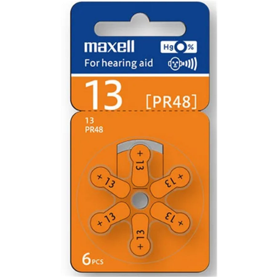 MXZA13 - MAXELL HEARING AID BATTERY ZA13 6 PACK