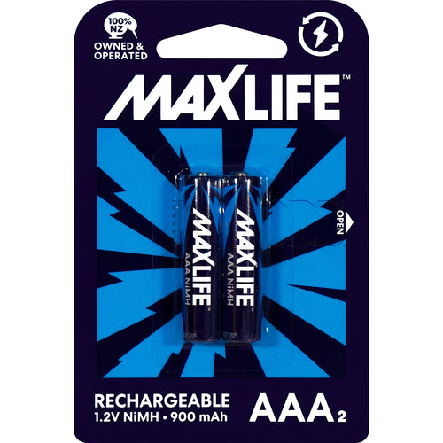 Maxlife AAA Rechargeable NIMH 900MAH 2 Pack