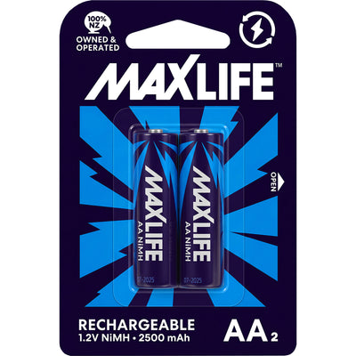 Maxlife BATAA-R2 AA Wiederaufladbare NIMH 2500MAH 2er-Pack
