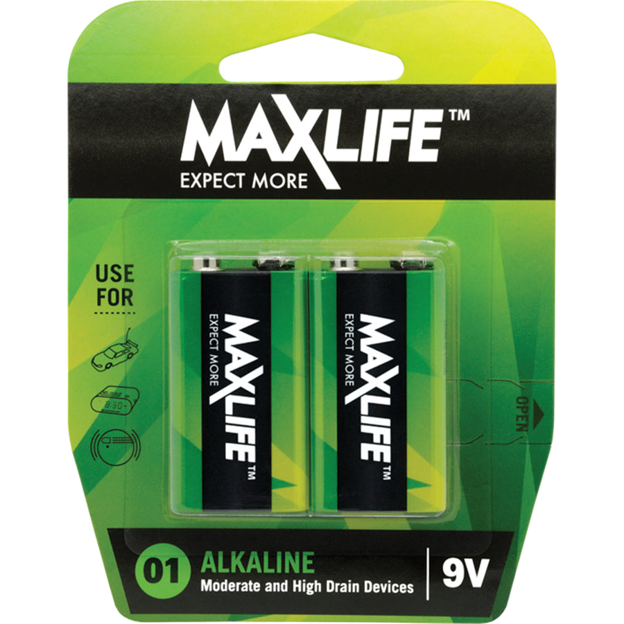 MAXLIFE BAT9V-A2 - 9V Alkaline Battery 2 Pack