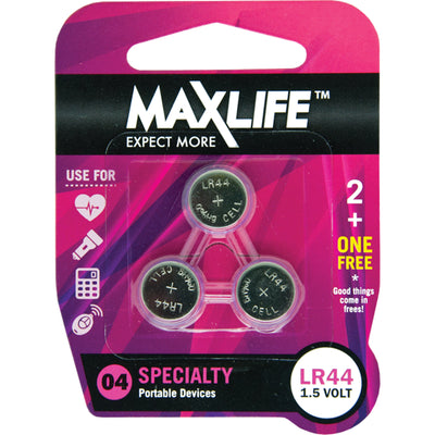 MAXLIFE BAT44-A2 - LR44 Alkaline Button Cell Battery 2 Pack