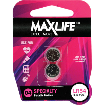 MAXLIFE BAT54-A2 - LR54 Alkaline Button Cell Battery 2 Pack