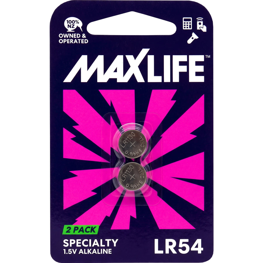 Maxlife BAT54-A2  LR54 Alklaine Button Cell   Battery. 2Pk.