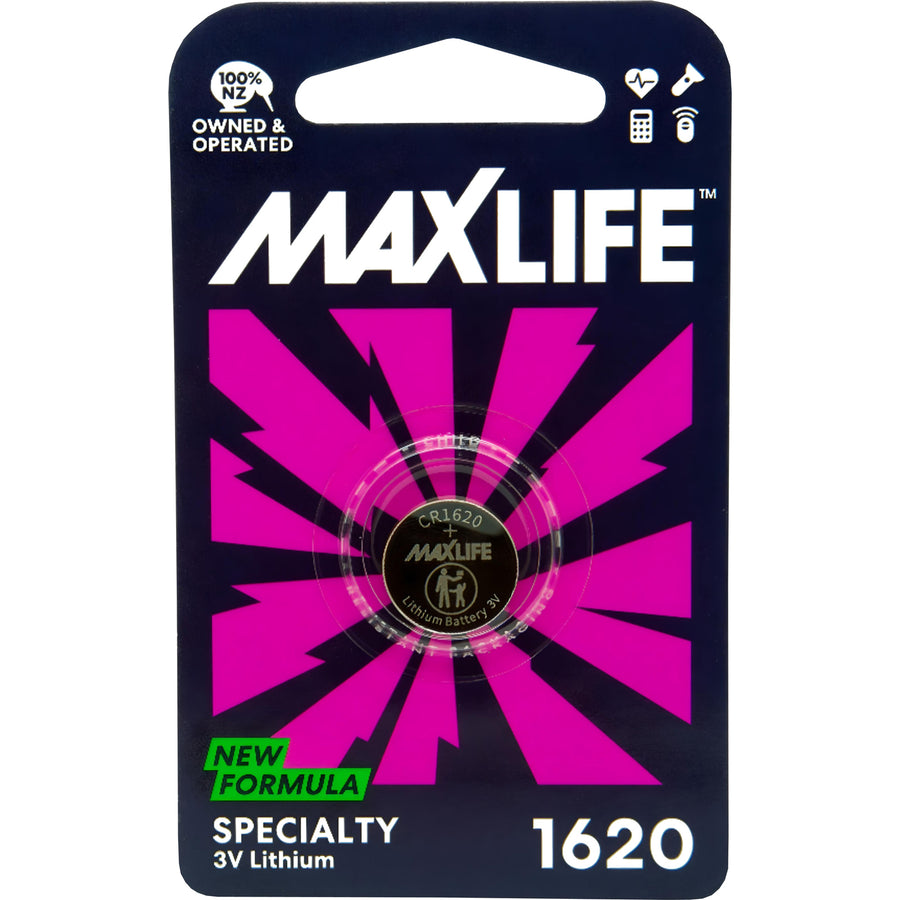 MAXLIFE BAT1620 - CR1620 Lithium Button Cell Battery 1 Pack