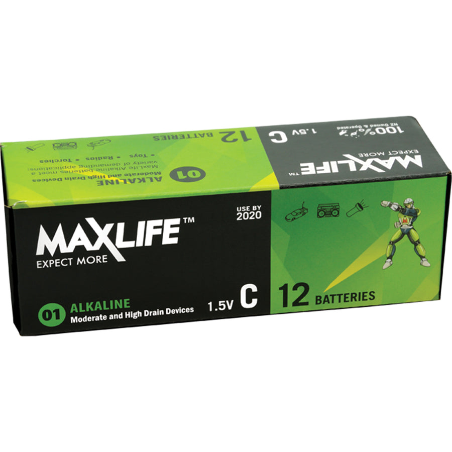 MAXLIFE BATC-A12 - C Alkaline Battery 12 Batteries Per Pack