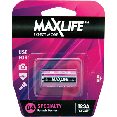 Maxlife 123A Lithium 3V Battery - 1Pk